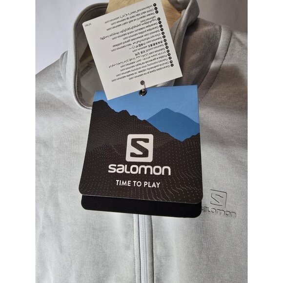 Salomon Unisex Half Zip Mid Layer Fleece Pullover White/Heather- Size Large- NWT - Picture 3 of 12